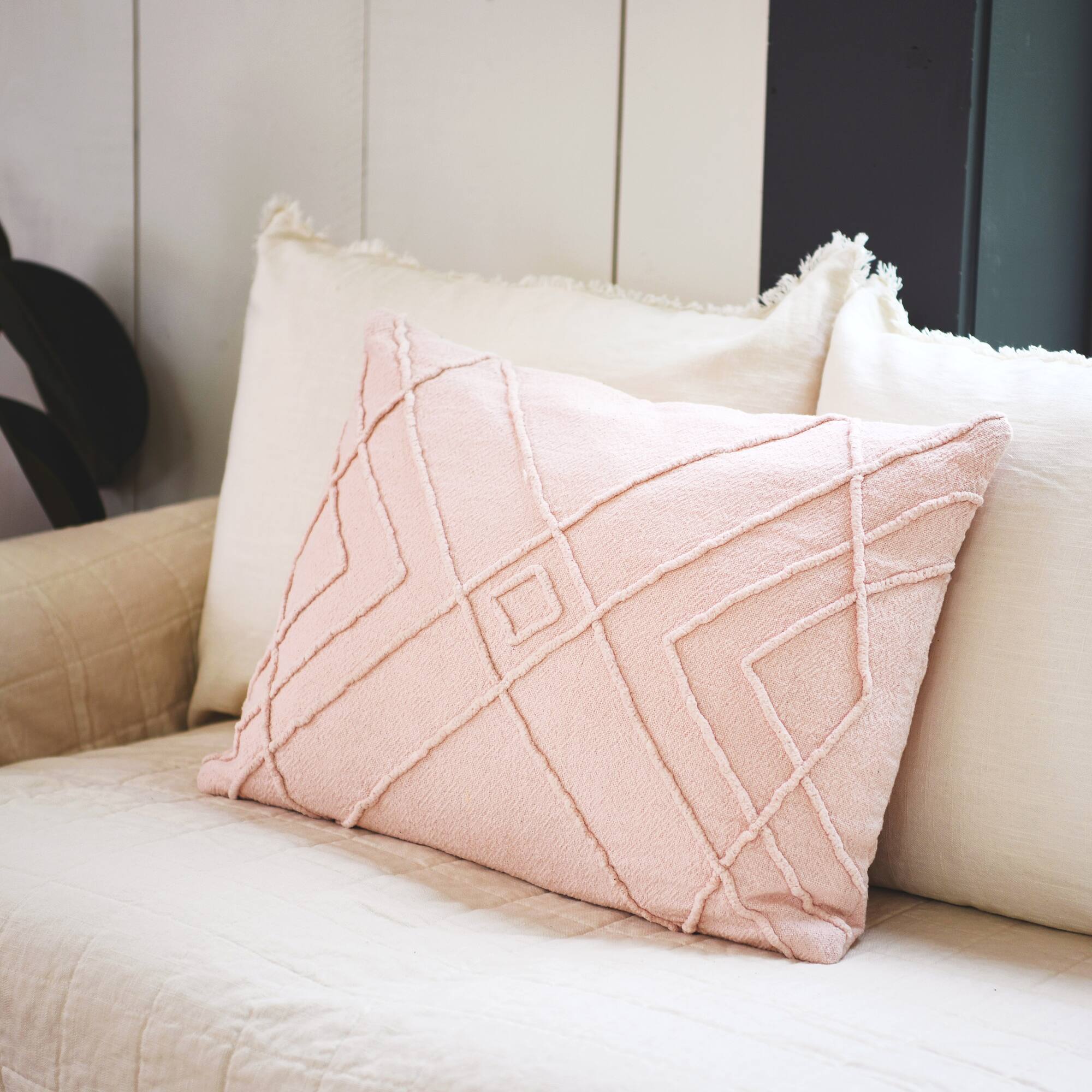 Hello Honey® Embroidered Cotton Geometric Lumbar Pillow